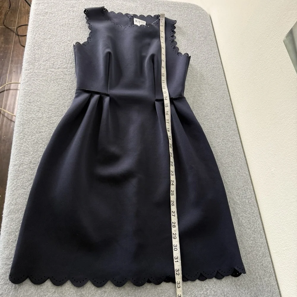 New Katherine Barclay Navy Blue‎ Scalloped Trim Preppy Dress Women's 2